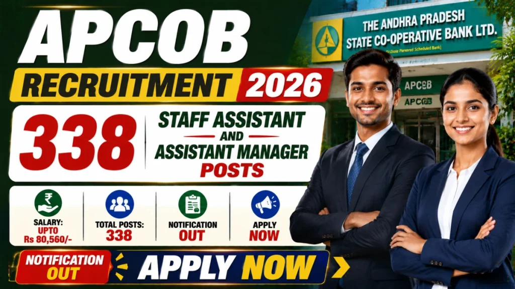 APCOB Recruitment 2026 Notification Out for 338 Staff Assistant and Assistant Manager Posts
