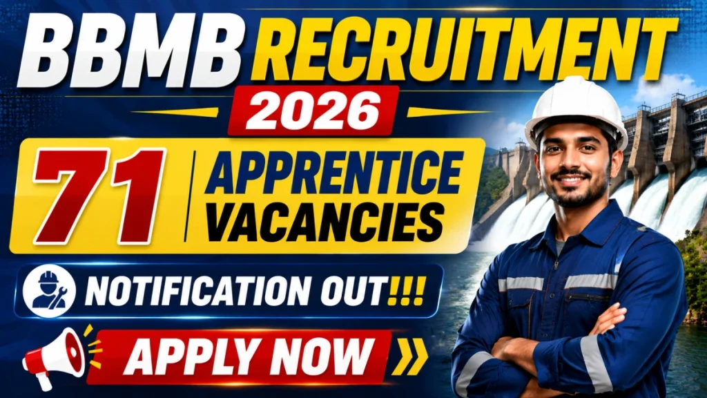 BBMB Apprentice Recruitment 2026 - Apply Online for 71 ITI, Diploma & Graduate Apprentice Posts