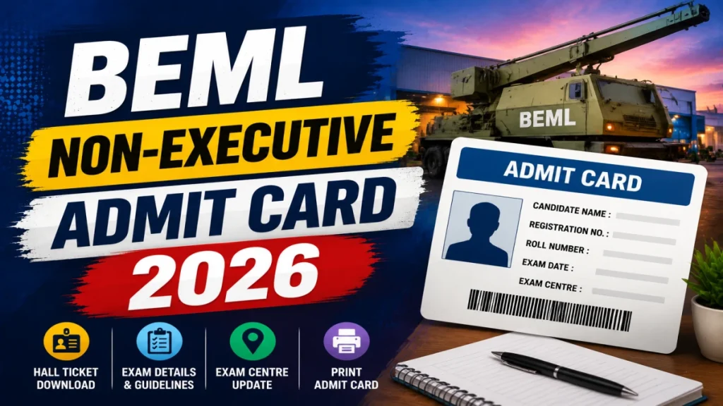 BEML Non-Executive Admit Card 2026 - Download Hall Ticket at bemlindia.in » Sarkari Officer BEML Non-Executive Admit Card 2026 - Download Hall Ticket at bemlindia.in