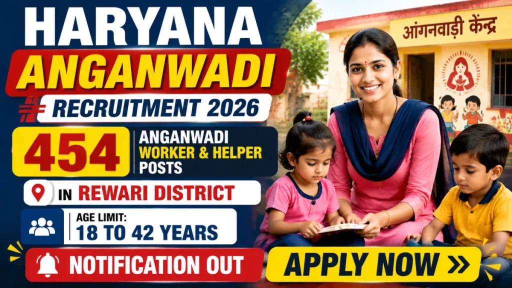Haryana Anganwadi Recruitment 2026 (Rewari) - Apply Online for 454 Anganwadi Worker & Helper Posts