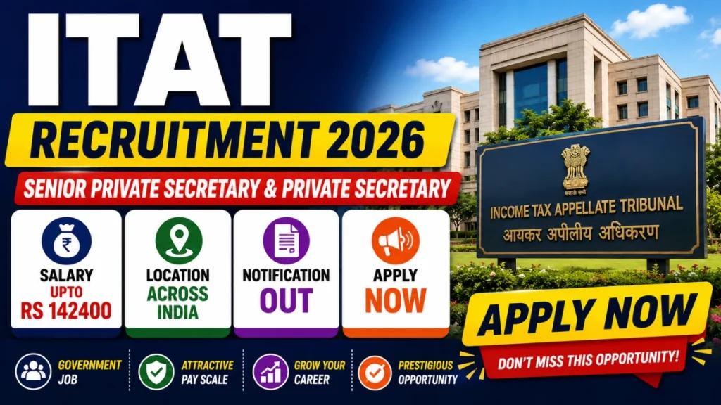 ITAT Private Secretary Recruitment 2026: 42 Posts, Apply Online