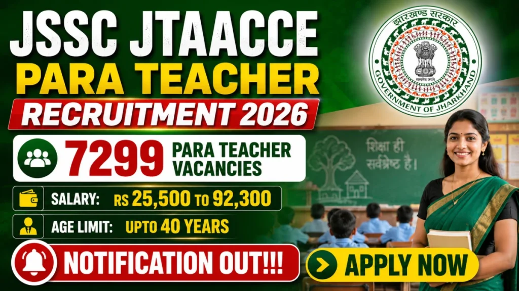 JSSC JTAACCE-2026 Para Teacher Recruitment: 7299 Vacancies (Regular + Backlog), Apply Online » Sarkari Officer JSSC JTAACCE-2026 Para Teacher Recruitment: 7299 Vacancies (Regular + Backlog), Apply Online