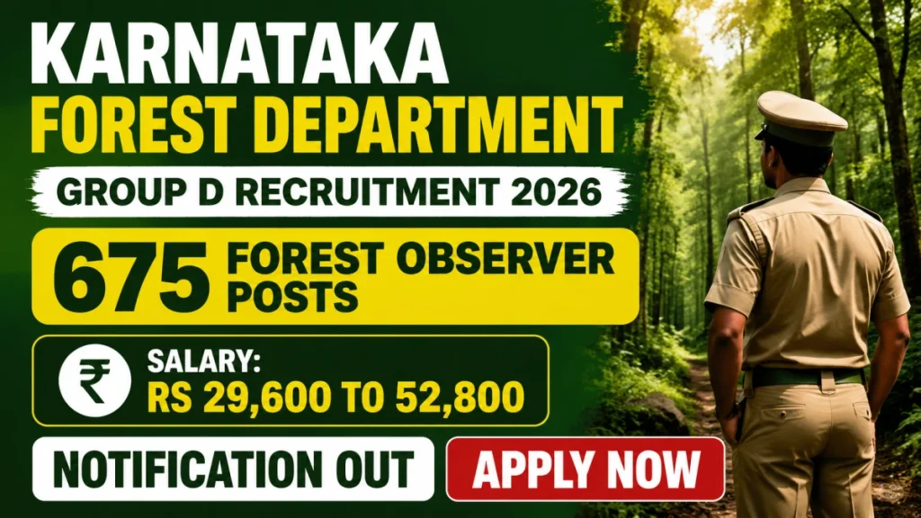 Karnataka Forest Department Group D Recruitment 2026 Notification Out - Apply Online for 675 Forest Observer Posts » Sarkari Officer Karnataka Forest Department Group D Recruitment 2026 Notification Out - Apply Online for 675 Forest Observer Posts