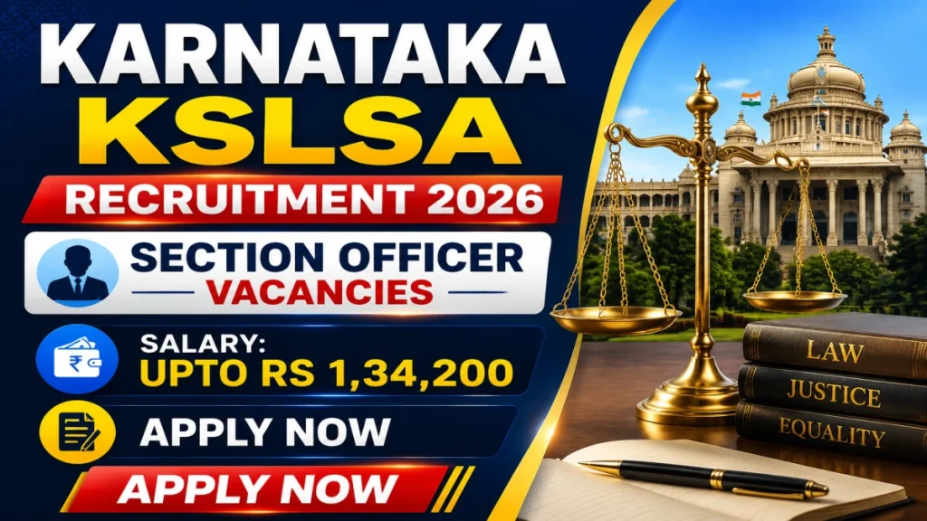Karnataka KSLSA Section Officer Recruitment 2026 Notification Out - Apply Online for 20 Posts » Sarkari Officer Karnataka KSLSA Section Officer Recruitment 2026 Notification Out - Apply Online for 20 Posts