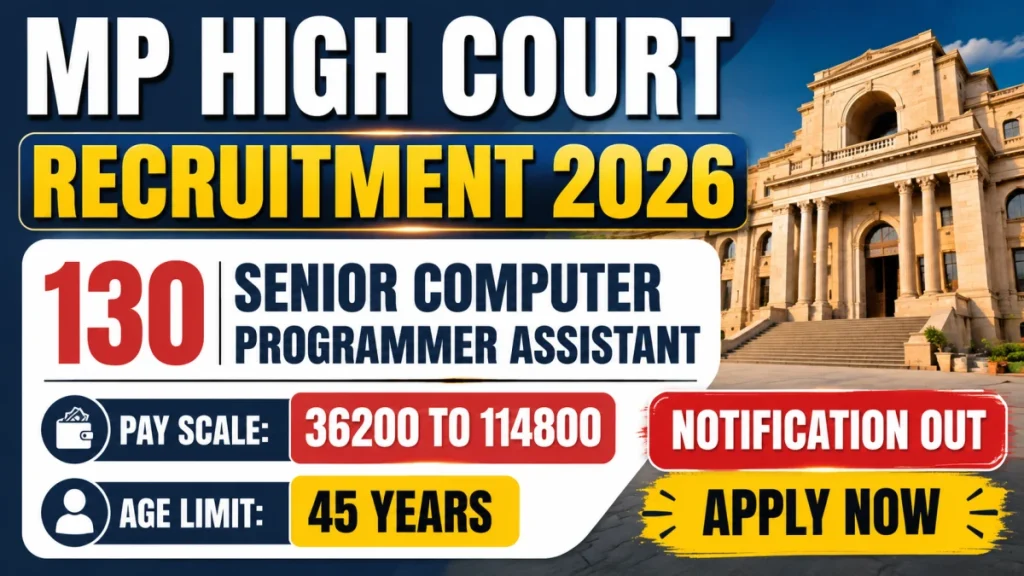MP High Court Senior Computer Programmer Assistant Recruitment 2026: 130 Posts » Sarkari Officer MP High Court Senior Computer Programmer Assistant Recruitment 2026: 130 Posts