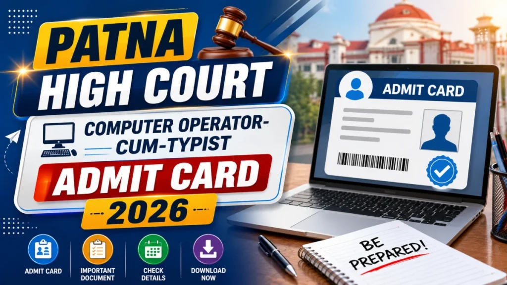 Patna High Court Computer Operator-cum-Typist Admit Card 2026 - Download Link, Exam Date 22 July get freejobalert » Sarkari Officer Patna High Court Computer Operator-cum-Typist Admit Card 2026 - Download Link, Exam Date 22 July get freejobalert