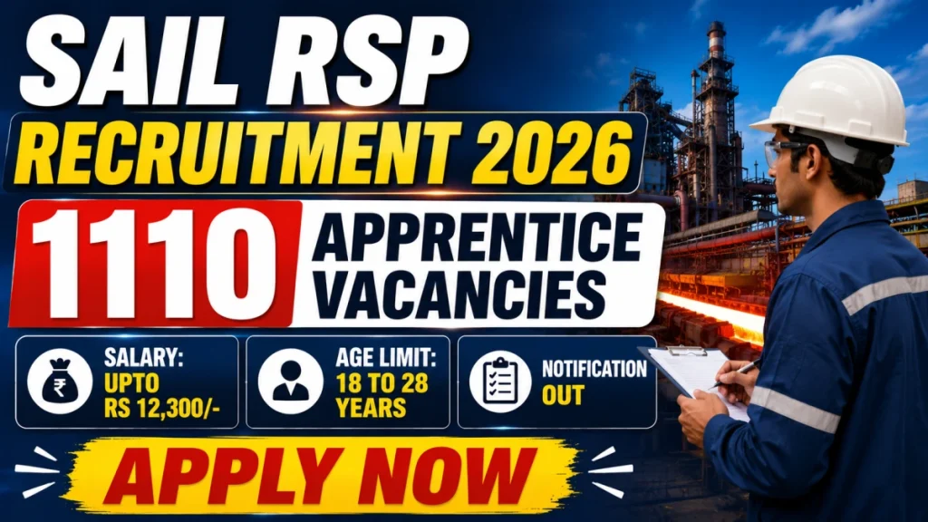 SAIL RSP Apprentice Recruitment 2026 Notification Out - Apply Online for 1110 Trade, Diploma, Graduate Apprentices Posts » Sarkari Officer SAIL RSP Apprentice Recruitment 2026 Notification Out - Apply Online for 1110 Trade, Diploma, Graduate Apprentices Posts