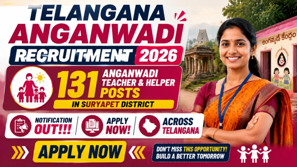 Suryapet Anganwadi Teacher & Helper Recruitment 2026: 131 Vacancies, Apply Online from 13 July » Sarkari Officer Suryapet Anganwadi Teacher & Helper Recruitment 2026: 131 Vacancies, Apply Online from 13 July