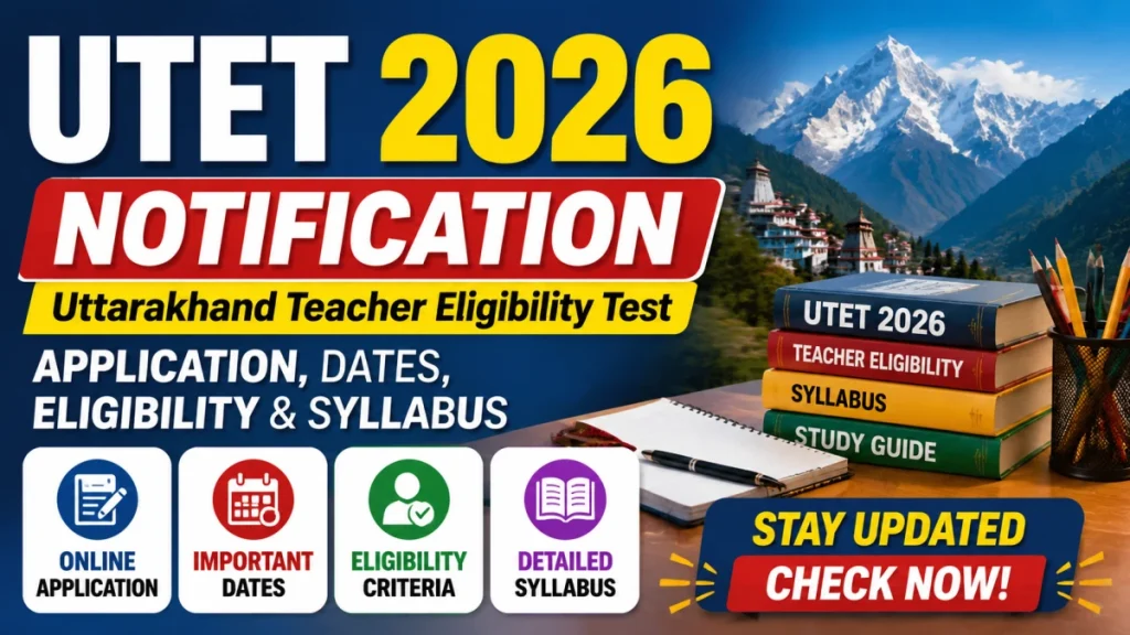 UTET 2026 Notification: Uttarakhand Teacher Eligibility Test Application, Dates, Eligibility & Syllabus » Sarkari Officer UTET 2026 Notification: Uttarakhand Teacher Eligibility Test Application, Dates, Eligibility & Syllabus