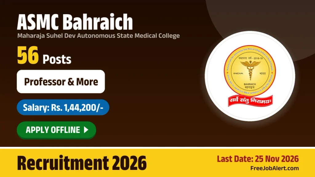 ASMC Bahraich Faculty Recruitment 2026 – Apply Offline for 56 Professor, Associate Professor and More Posts ASMC Bahraich Faculty Recruitment