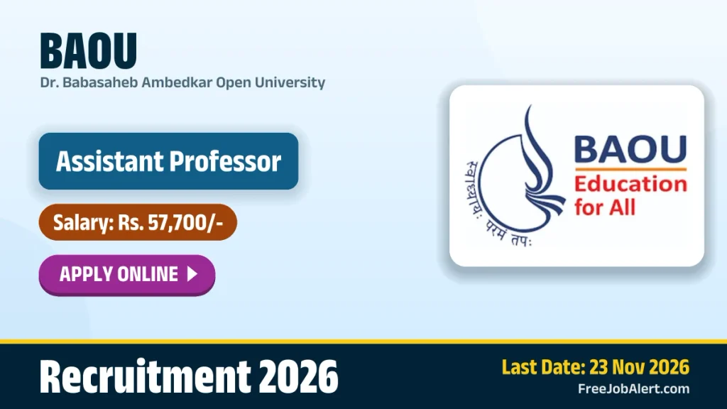 BAOU Assistant Professor Recruitment 2026 – Apply Online for 27 Posts BAOU Assistant Professor Recruitment