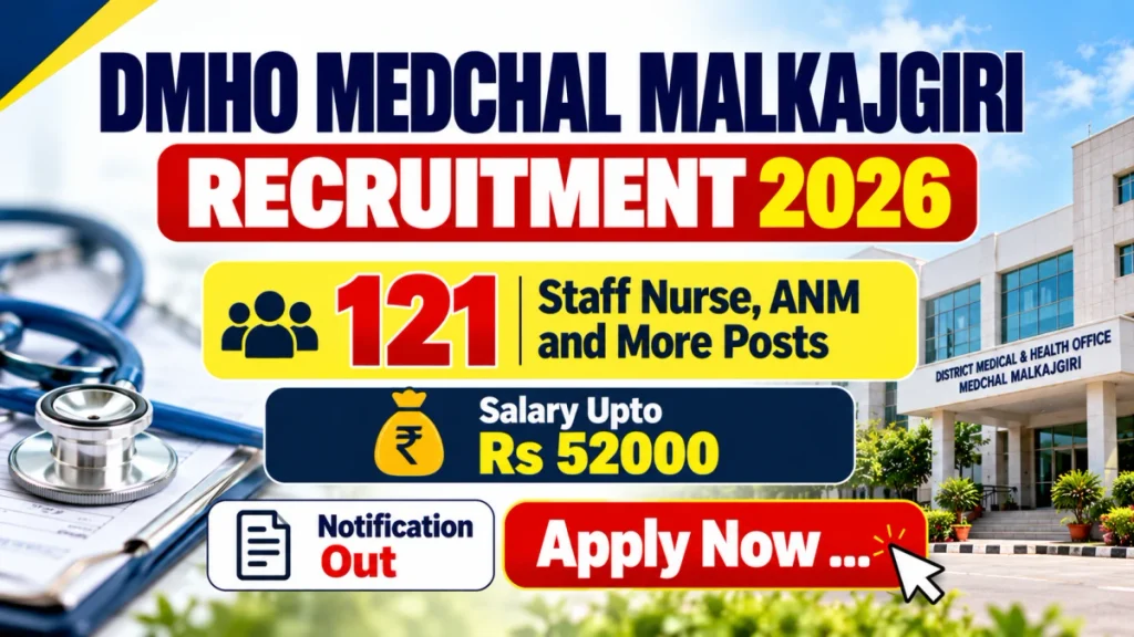 DMHO Medchal Malkajgiri Recruitment 2026 – Apply Offline for 121 Staff Nurse, ANM and More Posts DMHO Medchal Malkajgiri Recruitment