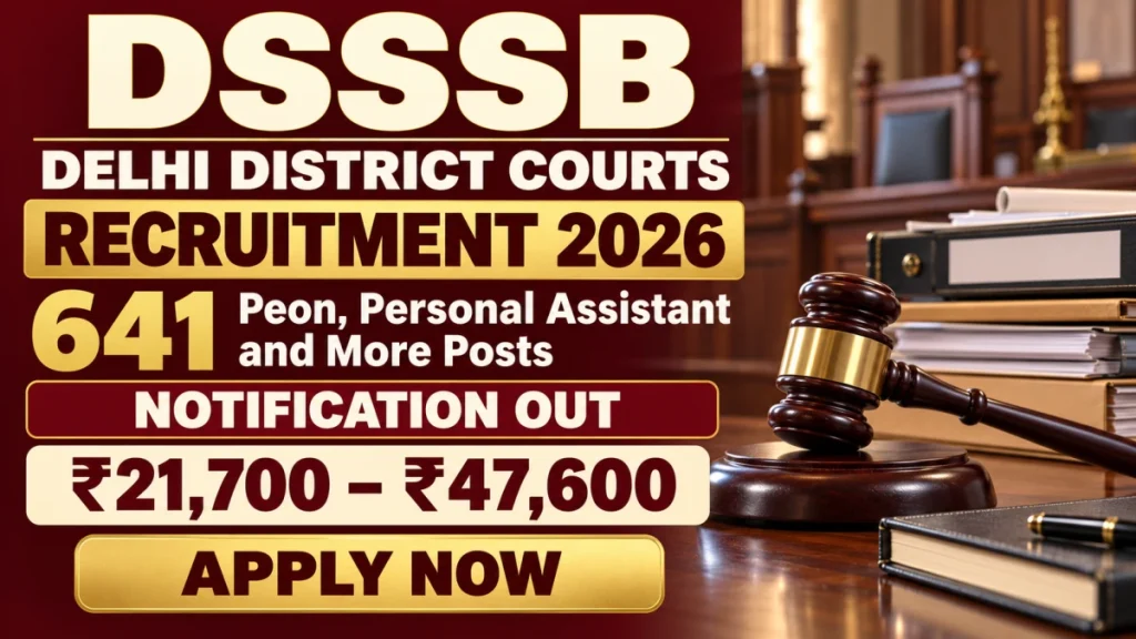 DSSSB Delhi District Courts Recruitment 2026 Notification Out - Apply Online for 641 Peon, Personal Assistant and More Posts DSSSB Delhi District Courts Recruitment 2026 Notification Out - Apply Online for 641 Peon, Personal Assistant and More Posts