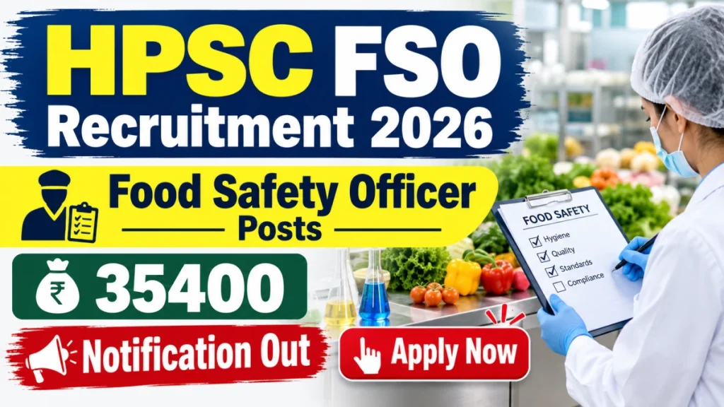 HPSC Food Safety Officer FSO online Recruitment 2026 Notification Out - Apply Online for 45 Posts