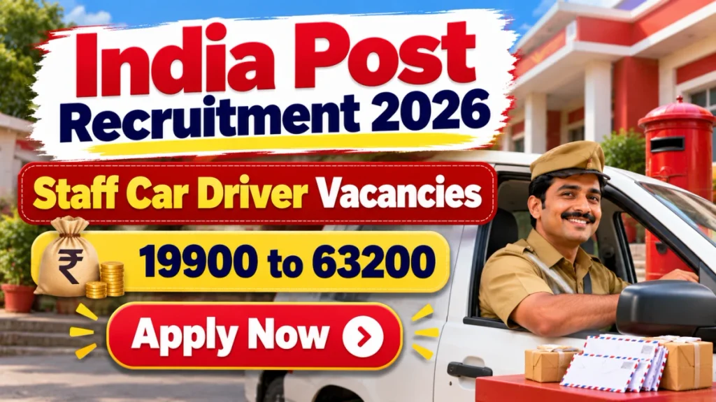 India Post Staff Car Driver Recruitment 2026 - Apply Offline for 24 Posts India Post Car Driver Recruitment 2026 - Apply Offline for 24 Posts