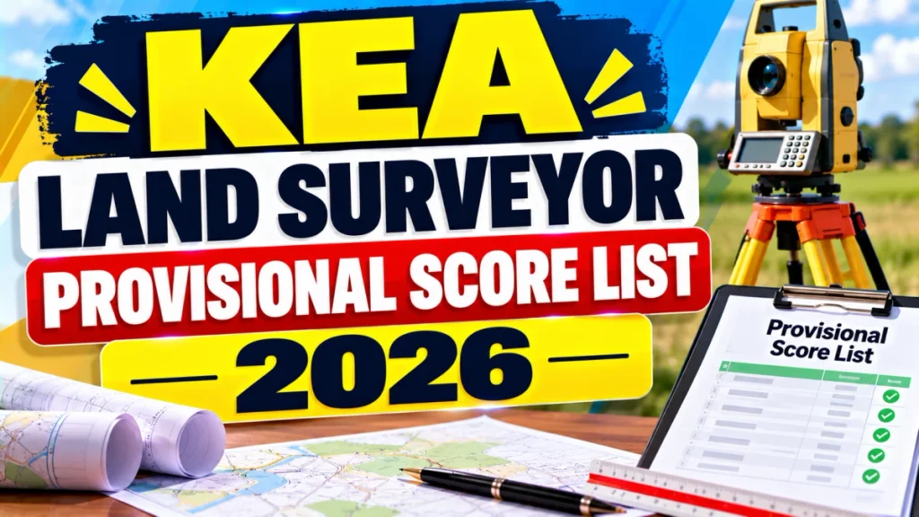 KEA Land Surveyor Provisional Score List 2026 Out - Download RPC Result PDF KEA Land Surveyor Provisional Score