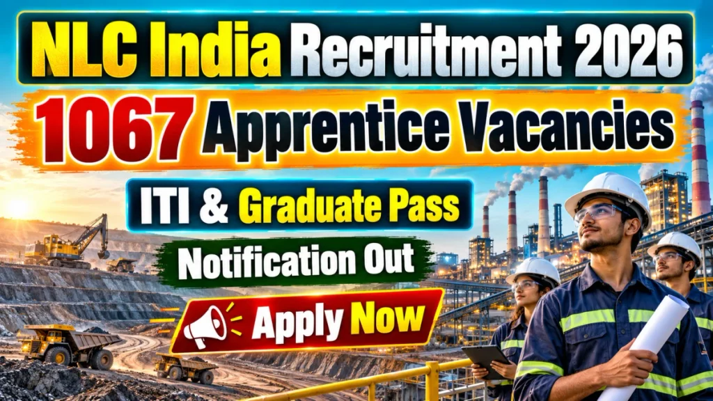 NLC India Apprentice Recruitment 2026 - Apply Online for 1067 ITI and Graduate Apprentice Posts NLC India Apprentice Recruitment 2026