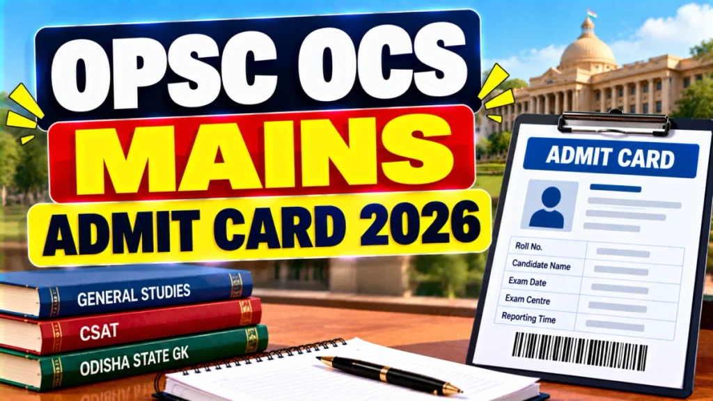 OPSC OCS Mains Admit Card 2026 - Download Hall Ticket at opsc.gov.in OPSC OCS Mains Admit Card 2026 - Download Hall Ticket at opsc.gov.in