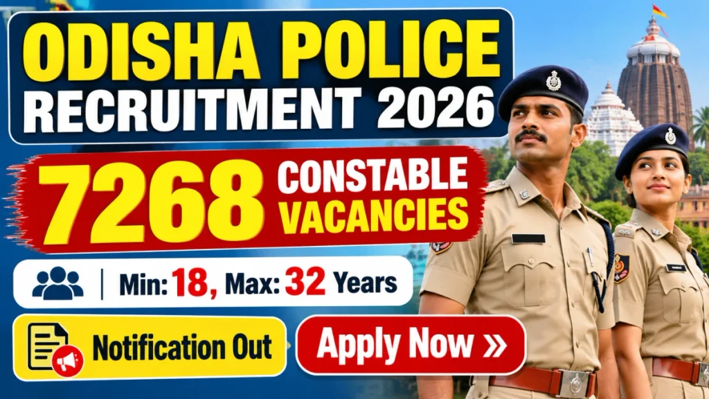Odisha Police Constable Recruitment 2026 - Apply Online for 7268 Constable, Firefighter and Driver Posts Odisha Police Constable Recruitment 2026