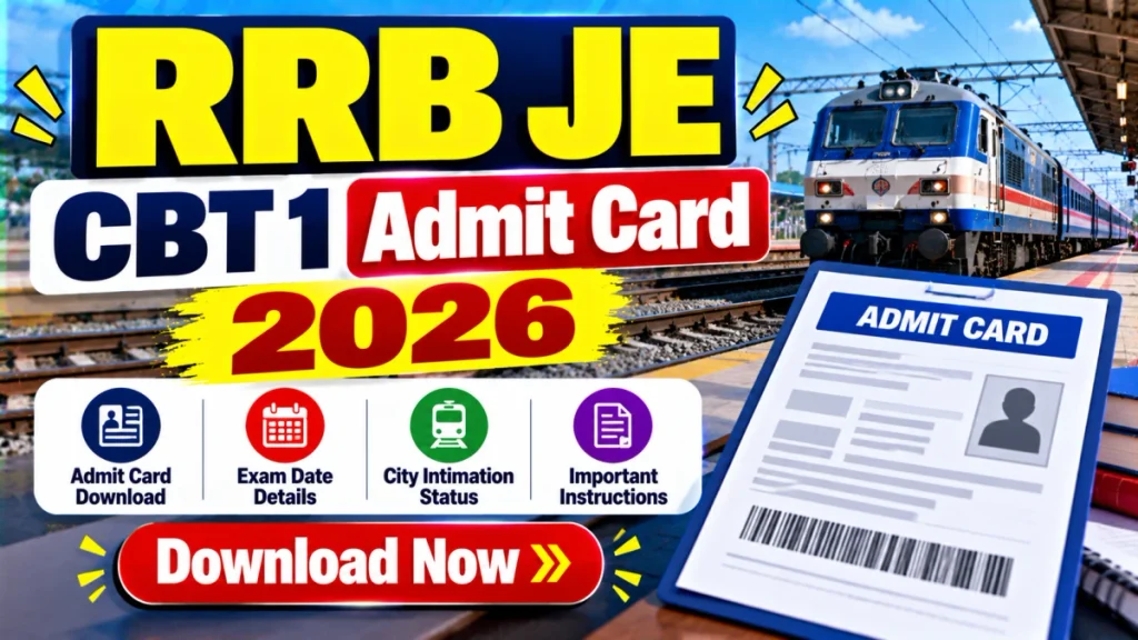RRB JE CBT 1 Admit Card 2026 Out- Download Hall Ticket for CEN 04/2026 RRB JE CBT 1 Admit Card 2026 Out