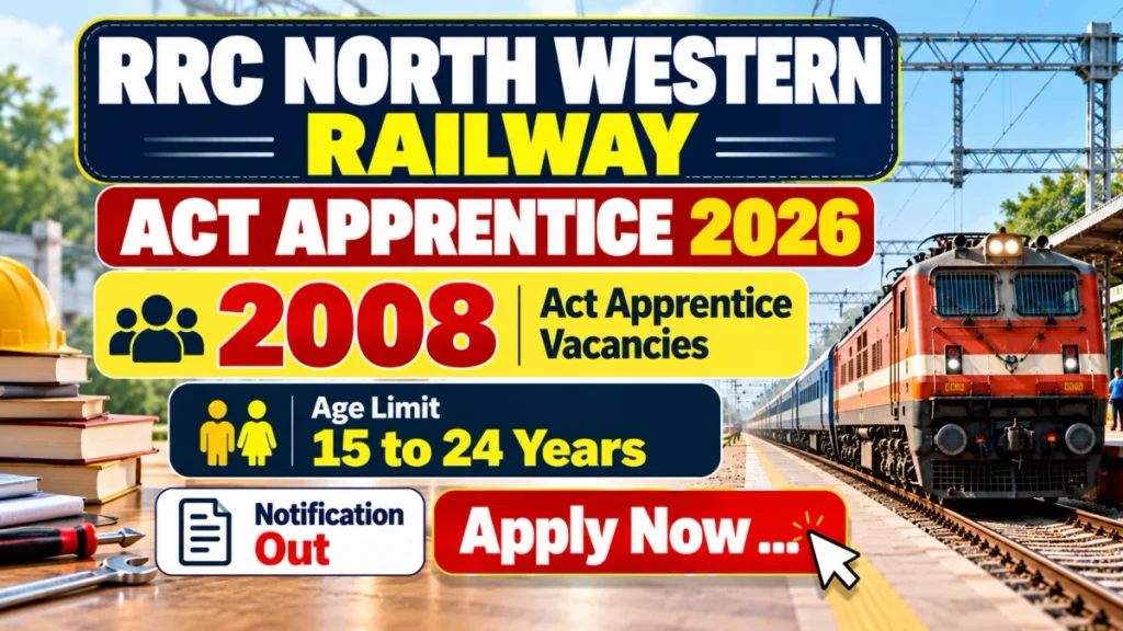 RRC North Western Railway Act Apprentice Recruitment 2026 Notification Out – Apply Online for 2008 Posts RRC North Western Railway Act Apprentice Recruitment 2026 Notification Out – Apply Online for 2008 Posts