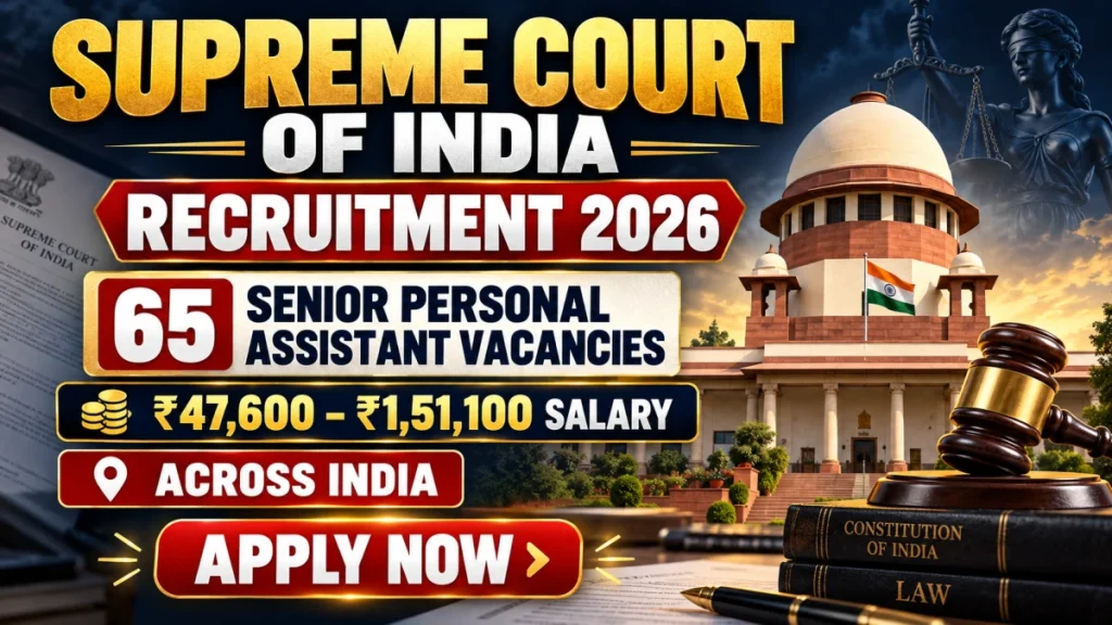 Supreme Court of India (SCI) Senior Personal Assistant Recruitment 2026 Notification Out – Apply Online for 65 Posts Supreme Court of India (SCI) Senior Personal Assistant Recruitment 2026 Notification Out – Apply Online for 65 Posts