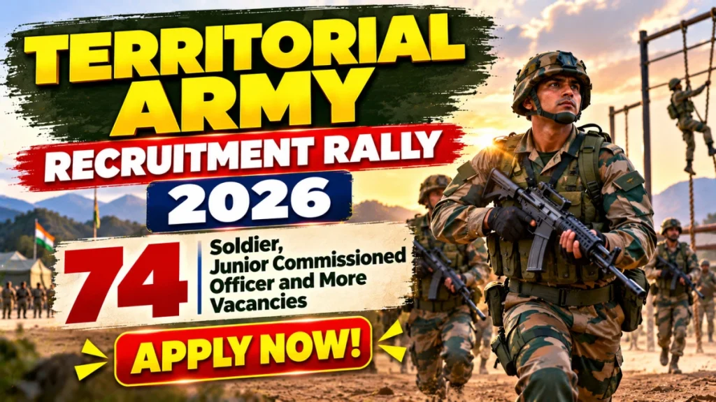 Territorial Army 74 JCO Recruitment Rally 2026& Soldier Vacancies