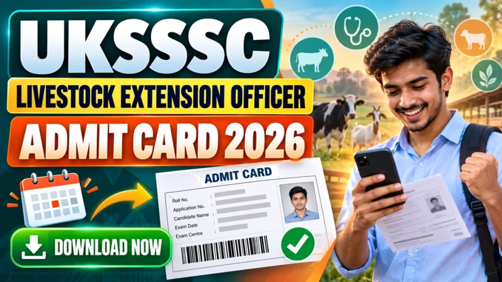 UKSSSC Livestock Extension Officer Admit Card 2026 Out - Download Hall Ticket at sssc.uk.gov.in UKSSSC Livestock Extension Officer Admit Card 2026 Out - Download Hall Ticket at sssc.uk.gov.inq