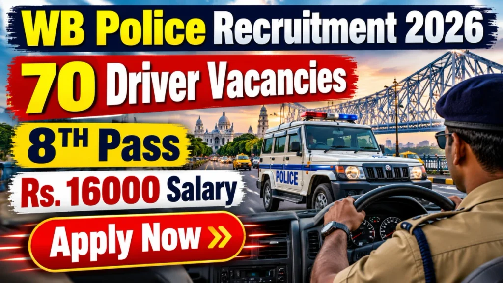 WB Police Driver Recruitment 2026 – Apply Offline for 70 Posts WB Police Driver Recruitment
